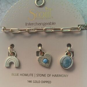 Scout Gold Dipped Charm Set with Blue Howlite